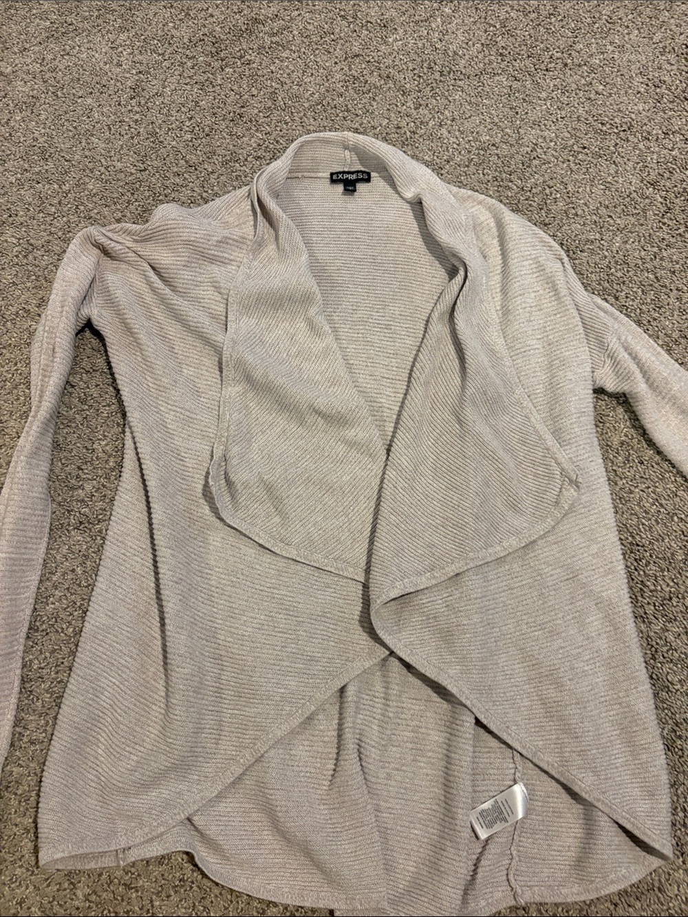 Express Open-Front Draped Cardigan in Light tan
